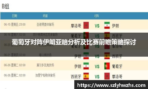 葡萄牙对阵伊朗亚赔分析及比赛前瞻策略探讨